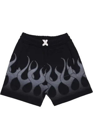 Vision Of Super Korte broeken, Heren, Zwart, S, Katoen, Vlammenprint Shorts Zwart/Grijs