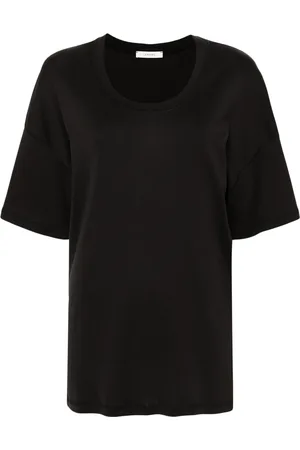 LEMAIRE Tops, Dames, Zwart, M, Katoen, Casual Katoenen T-shirt