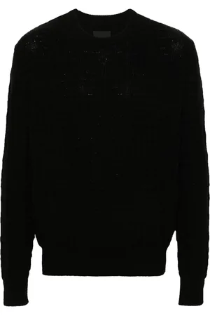 Givenchy Truien, Heren, Zwart, S, Katoen, Zwarte 4G-patroon Crew Neck Sweater