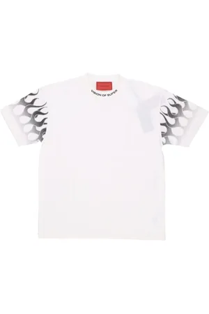 Vision Of Super Tops, Heren, Wit, S, Katoen, Flames Logo Tee Off /Black