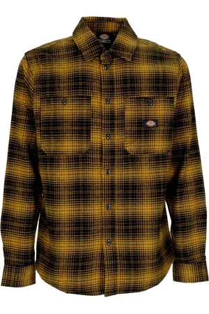 Dickies Overhemden, Heren, Bruin, M, Katoen, Lange mouw knoopshirt met zakken