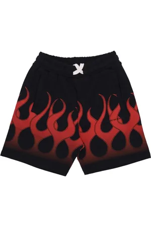 Vision Of Super Korte broeken, Heren, Zwart, M, Katoen, Vlammenprint Shorts Zwart/Rood