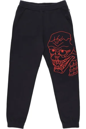 IUTER Broeken, Heren, Zwart, L, Katoen, Zwarte Skull Trainingsbroeken Lange Fleece