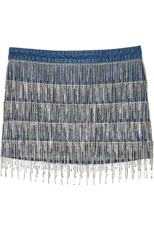 Munthe Rokken, Dames, Blauw, M, Denim, Fringed Denim Rok