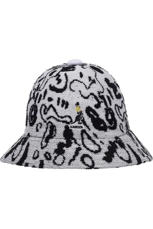 Kangol Accessoires, Heren, Veelkleurig, S, Polyester, Jacquard Gebreide Bucket Hoed Wit/Zwart