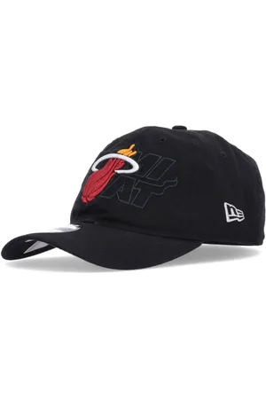 New Era Accessoires, unisex, Zwart, ONE Size, Katoen, Miami Heat Gebogen Klep Pet