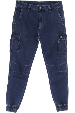 DOLLY NOIRE Jeans, Heren, Blauw, L, Denim, Cargo Denim Jeans met Zakken