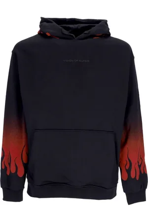 Vision Of Super Sweatshirts & Hoodies, Heren, Zwart, L, Katoen, Flames Hoodie Zwart/Rood