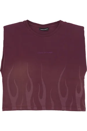 Vision Of Super Tops, Dames, Paars, S, Katoen, Flames Tee Grape Dames T-shirt