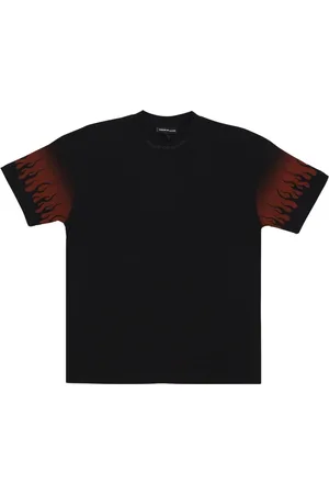 Vision Of Super Tops, Heren, Zwart, S, Katoen, Flames Tee Zwart/Rood Korte Mouwen T-Shirt