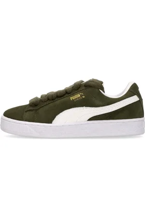 PUMA Schoenen, Heren, Groen, 41 EU, Suède, Suede Lage Schoen Donker Olijf/Wit