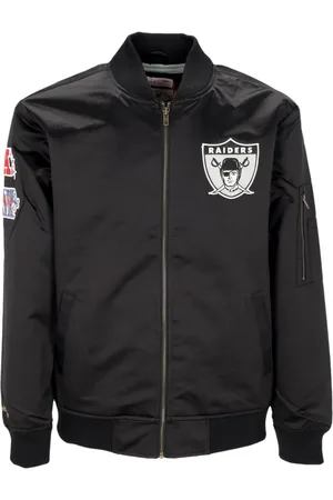 Mitchell & Ness Jassen, Heren, Zwart, L, Satijn, Oakland Raiders Lichtgewicht Satijnen Bomberjack