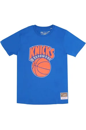 Mitchell & Ness Tops, Heren, Blauw, S, Katoen, New York Knicks Logo T-shirt