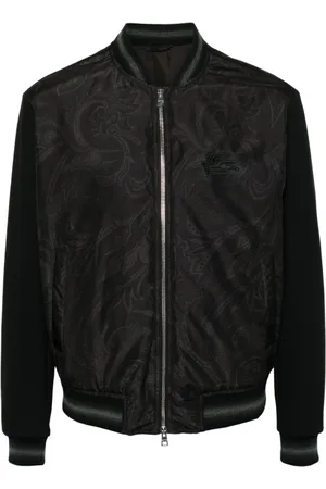 Etro Jassen, Heren, Zwart, M, Wol, Pegasus Geborduurde Bomberjack
