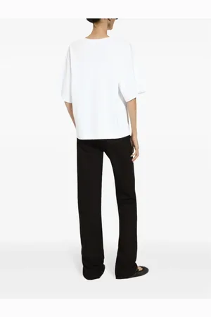 Dolce & Gabbana Tops, Dames, Wit, XS, Schild Logo T-shirt