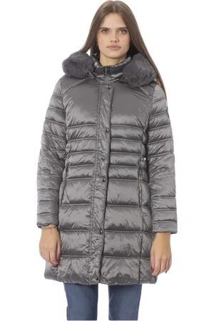 BALDININI Mantels, Dames, Grijs, S, Polyester, Dames Bomberjack met vaste capuchon