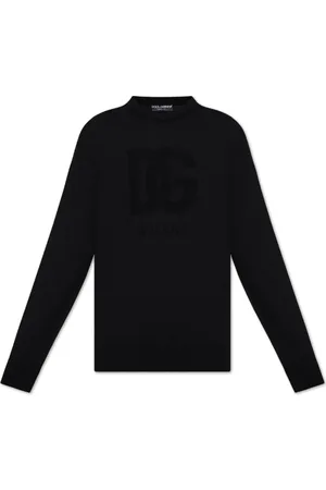 Dolce & Gabbana Truien, Heren, Zwart, XL, Wol, Wollen trui met logo