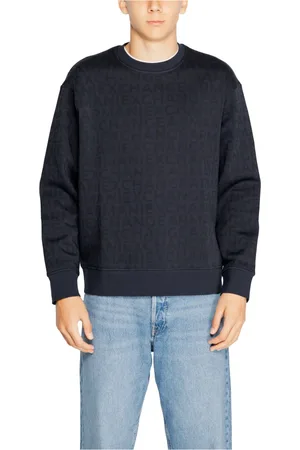 Armani Exchange Sweatshirts & Hoodies, Heren, Blauw, M, Katoen, Blauwe Bedrukte Sweatshirt Mannen Herfst/Winter