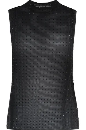 Pinko Tops, Dames, Zwart, S, Rhinestone Tank Top