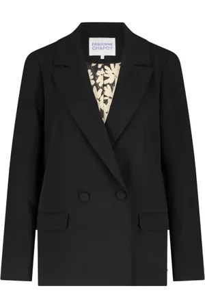 Fabienne Chapot Jassen, Dames, Zwart, M, Polyester, Zwarte Blazer met Hart Knopen