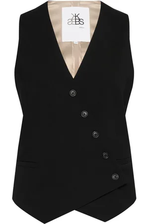 Karen by Simonsen Jassen, Dames, Zwart, XL, Asymmetrische Knoopvest Meteorite