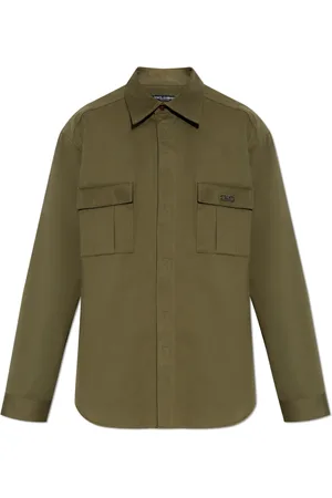 Dolce & Gabbana Overhemden, Heren, Groen, L, Katoen, Shirt met logo