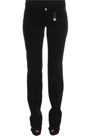 Costume National Jeans, Dames, Zwart, W26, Katoen, Zwarte Slim Fit Rits Jeans