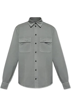 Dolce & Gabbana Overhemden, Heren, Grijs, L, Katoen, Overhemd met zakken