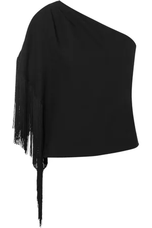 Moschino Tops, Dames, Zwart, S, Eén-Schouder Franje Top