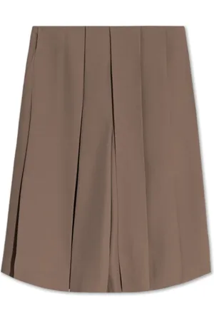 Lanvin Korte broeken, Dames, Bruin, S, Wol, Geplooide Shorts