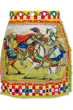 Dolce & Gabbana Rokken, Dames, Veelkleurig, 3Xs, Katoen, Rok met Carretto-patroon