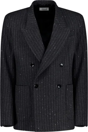 LANEUS Jassen, Heren, Grijs, S, Pailletten, Pinstripe Double Breasted Jacket
