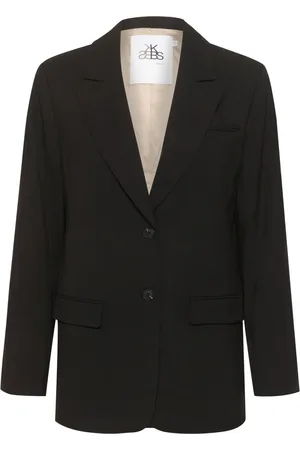 Karen by Simonsen Jassen, Dames, Zwart, M, Solid Blazer Jas Meteorite