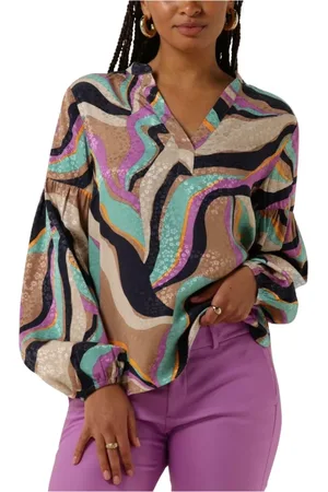 Mos Mosh Blouses & Shirts, Dames, Veelkleurig, S, Paarse Onda Blouse voor Vrouwen