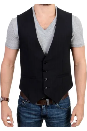 Costume National Pakken, Heren, Zwart, M, Katoen, Elegante Gestreepte Casual Vest