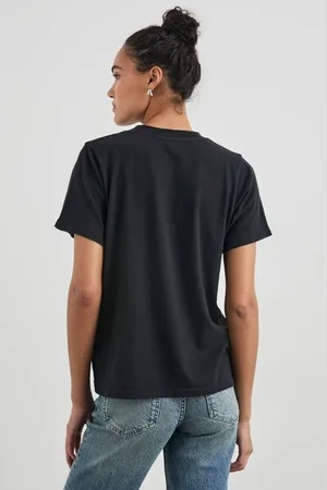 Rails Tops, Dames, Zwart, M, Katoen, NY Boyfriend Print T-shirt