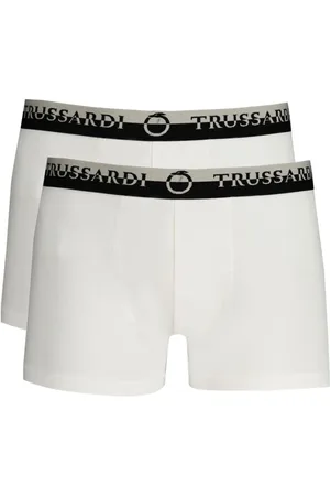 Trussardi Ondergoed, Heren, Wit, M, Katoen, Katoenen Boxershorts, Elastische Taille, Logo Print