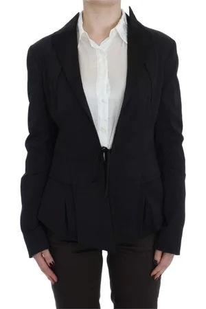 Exte Jassen, Dames, Zwart, XL, Katoen, Elegante Zwarte Stretch Blazer Jas