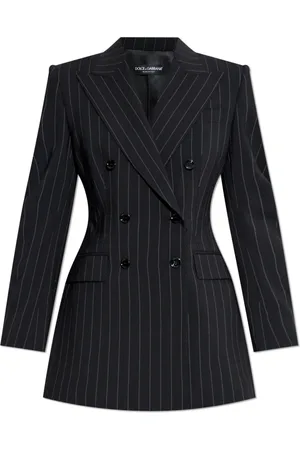 Dolce & Gabbana Jassen, Dames, Zwart, L, Wol, Blazer met streepmotief