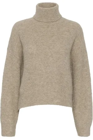 Gestuz Truien, Dames, , XL, Wol, Alphagz Rollneck Sweater Warm Sand Melange