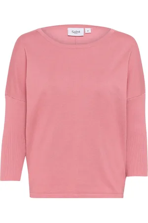 Saint Tropez Truien, Dames, Roze, S, Milasz R-Neck Pullover Sweater Abrikoos