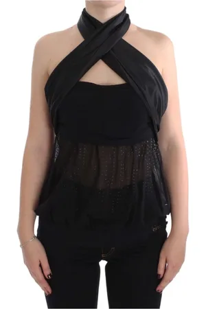 Exte Tops, Dames, Zwart, M, Polyester, Elegante Zwarte Wikkeltop Blouse