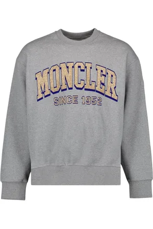 Moncler Sweatshirts & Hoodies, Heren, Grijs, S, Katoen, Logo Sweatshirt Ronde Hals Lange Mouw