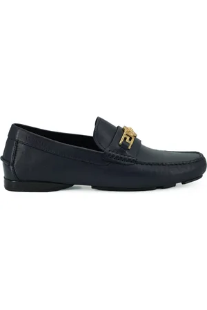 VERSACE Schoenen, Heren, Blauw, 45 EU, Leer, Marineblauw Kalfsleer Loafers