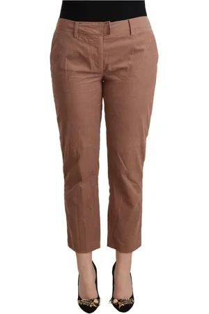Costume National Broeken, Dames, Bruin, 2Xl, Katoen, Stijlvolle Cropped Broek in Bruin