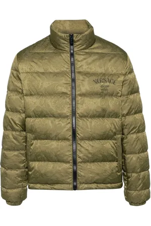 VERSACE Jassen, Heren, Groen, L, Barocco Print Gewatteerde Jas