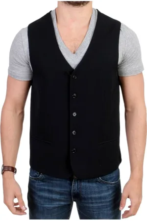 Costume National Jassen, Heren, Zwart, M, Wol, Elegante Zwarte Wollen Casual Vest