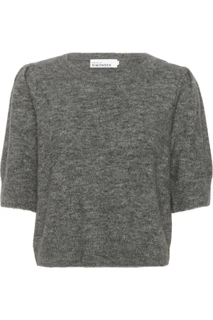 Karen by Simonsen Truien, Dames, Grijs, 2Xl, Effen Trui Opal Grijs Melange