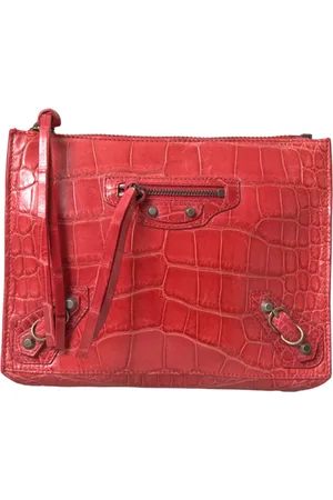 Balenciaga Tassen, Dames, Rood, ONE Size, Leer, Exotische Rode Alligatorleren Clutch