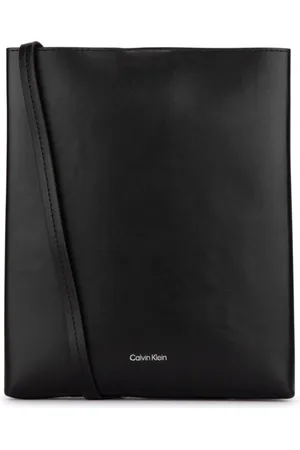 Calvin Klein Tassen, Dames, Zwart, ONE Size, Leer, Crossbody Paper Bag
